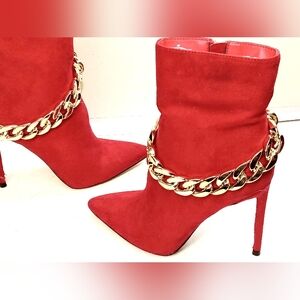 New Ann Michelle Red Stiletto Ankle Boots